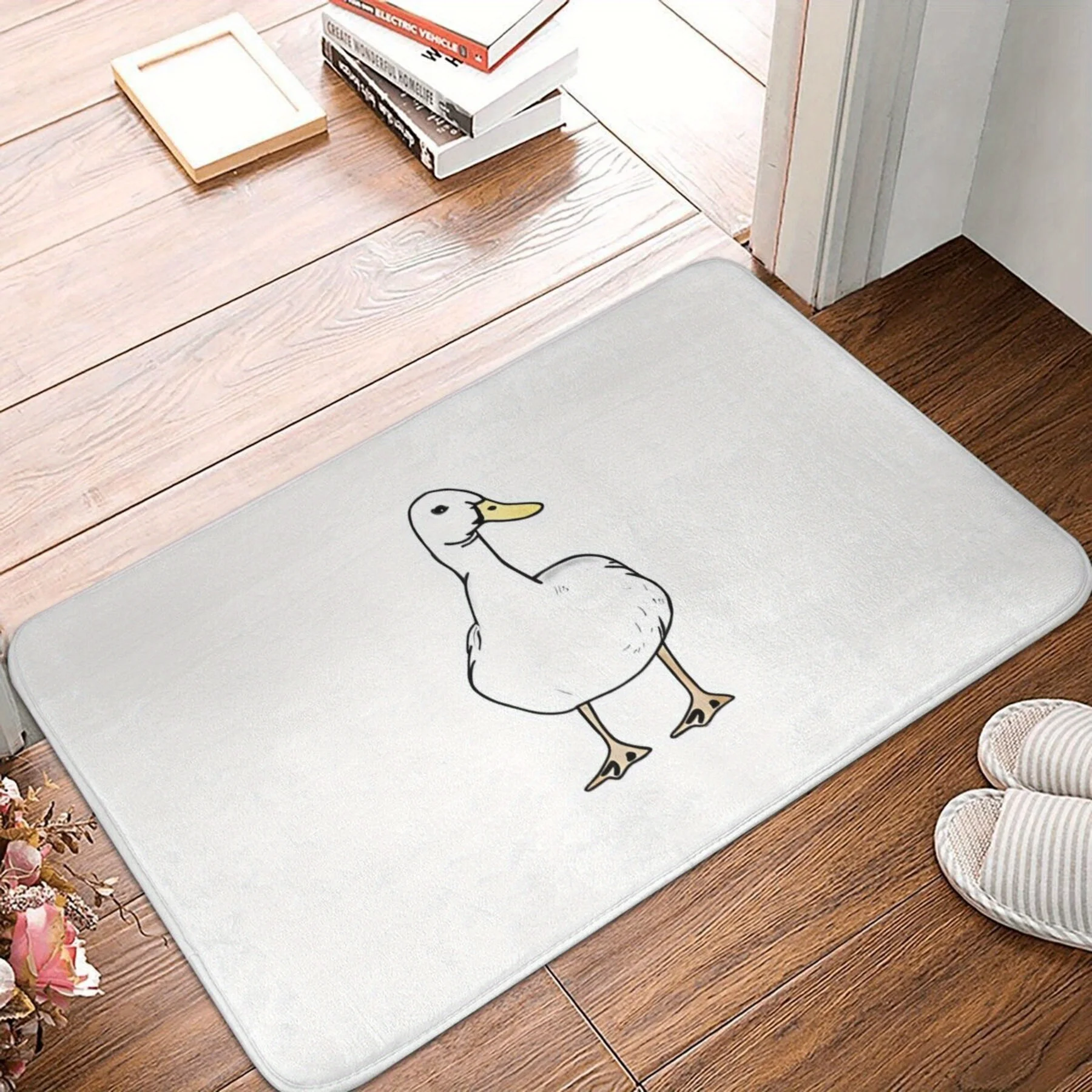 1pc, JIT Anti-Slip Duck Doormat, Rectangular Polyester Bath Mat, Lightweight Woven Entryway Rug for Hallway, Machine Washable