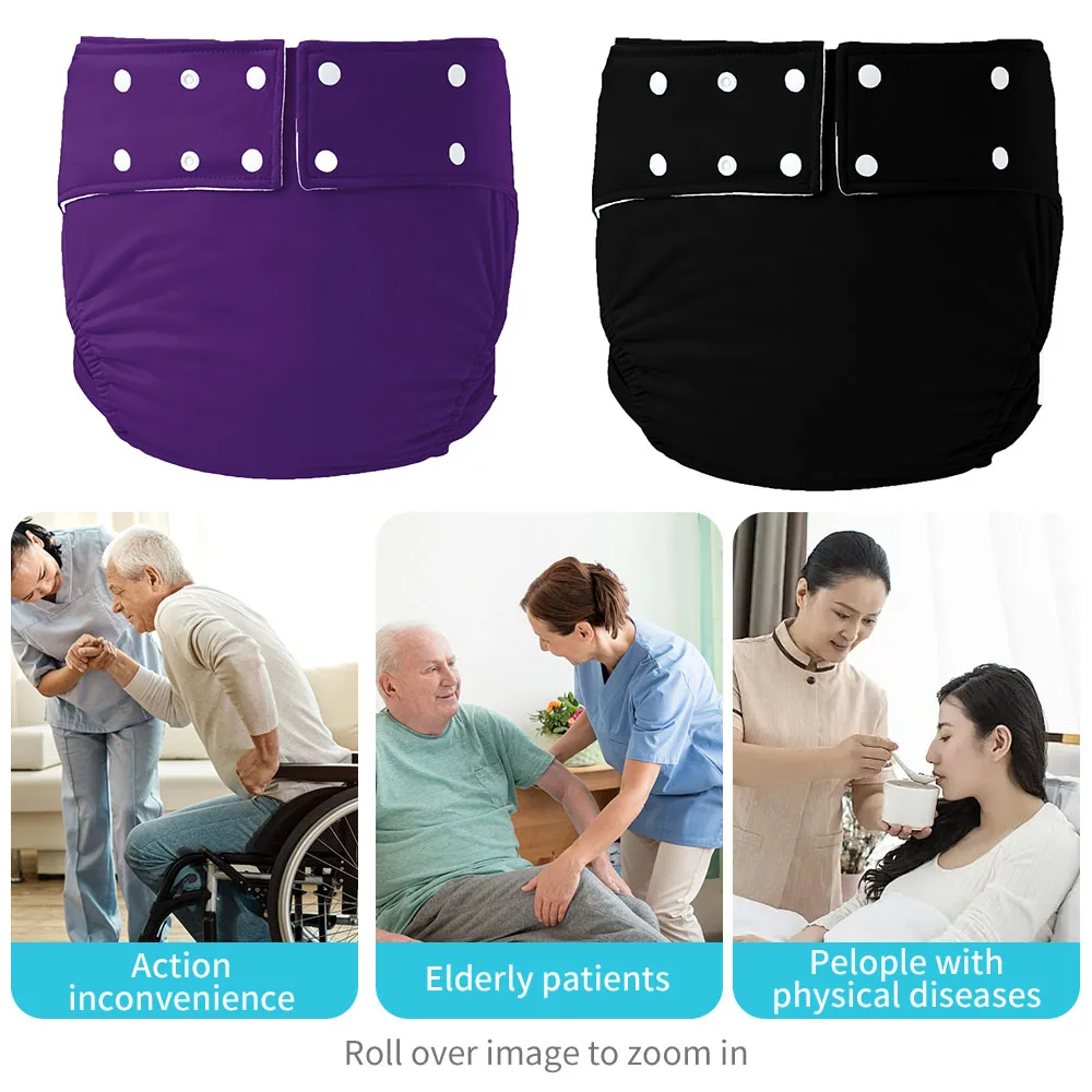 BIAI Ice Silk  Wahable Adult Cloth Diapers Reusable Diaper Pants for Adults Adjustable Nappy Pocket Waterproof Breathable Diaper