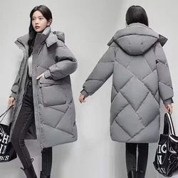 2023 Snow Wear New Solid Winter Coat for Women Down Jacket Warm Casual Loose Hooded Winter Women Jacket Long Puffer Parkas Outer