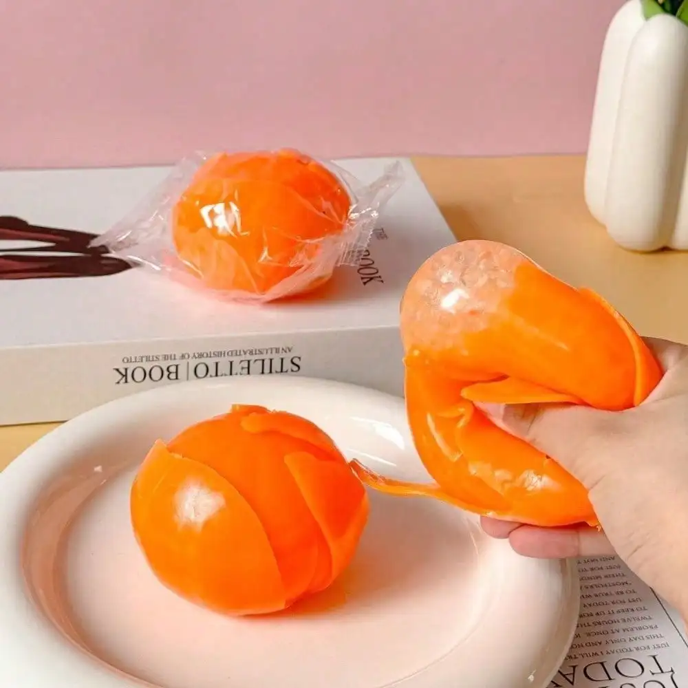 Realistic Peel-Off Orange Squishy Detachable Fruit Peel Design Soft Body Lovely Citrus Shape Novelty Kids Sensory Decompression Toy