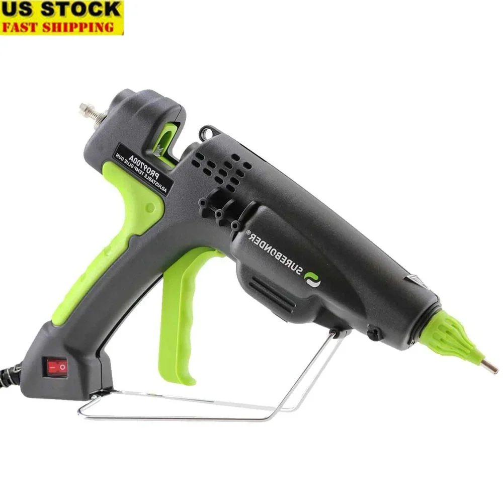 300W Heavy Duty Hot Glue Gun Adjustable Temp 220-440F Full Size Sticks 3 Nozzle Tips Woodworking Construction Foam Bonding