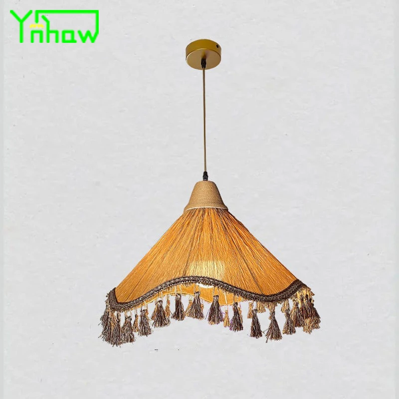 

French Retro Chinese Vintage Fabric Tassel Ceiling Lamp Shade For Restaurant Dining Room Living Room Dining Table Bedroom Bar