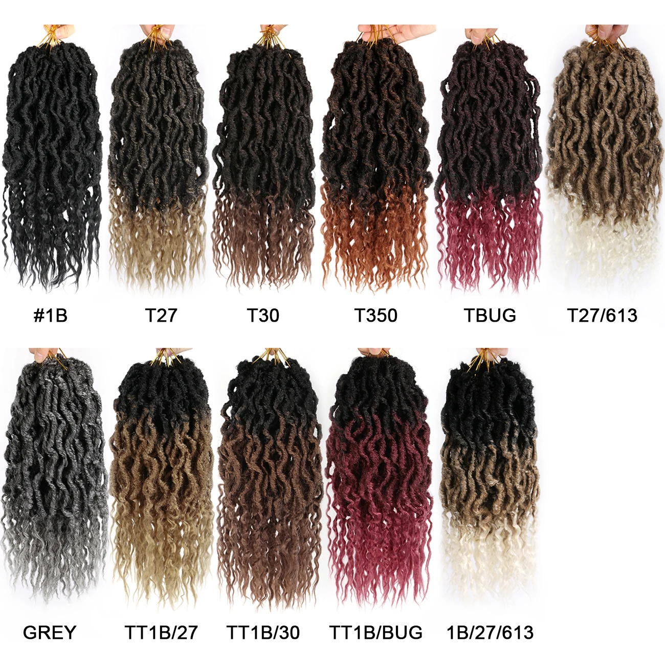 Belle แสดงสังเคราะห์เทพธิดา Faux Locs กับ Curly สิ้นสุด Crochet ผมนุ่ม Locs Dreadlocks ถักโครเชต์ต่อผมเปีย