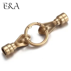 Gold Stainless Steel Connector Set Hole 6mm for Leather Bracelet DIY Making Clasp Spring Ring Findings Jewelry Connect Parts