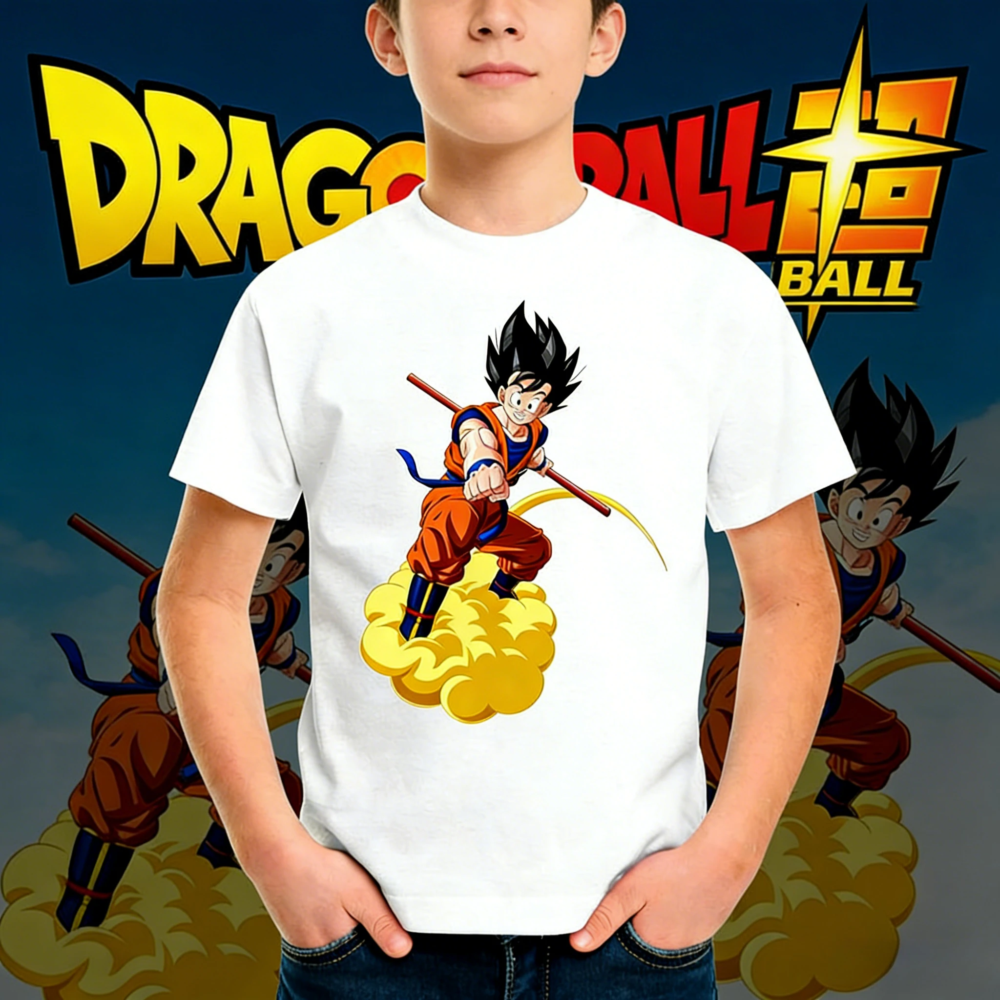 

Dragon Ball Goku on Flying Nimbus 100% Cotton T-Shirt Men's Plus Size Summer 2026 Casual Sports Fashion Short Sleeve Tee Y2k