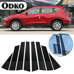 Glossy Piano Black Door Window Trim Pillar Posts Molding Cover Stickers for Nissan X-Trail/Rogue T32 2014-2018 2019 2020 Styling