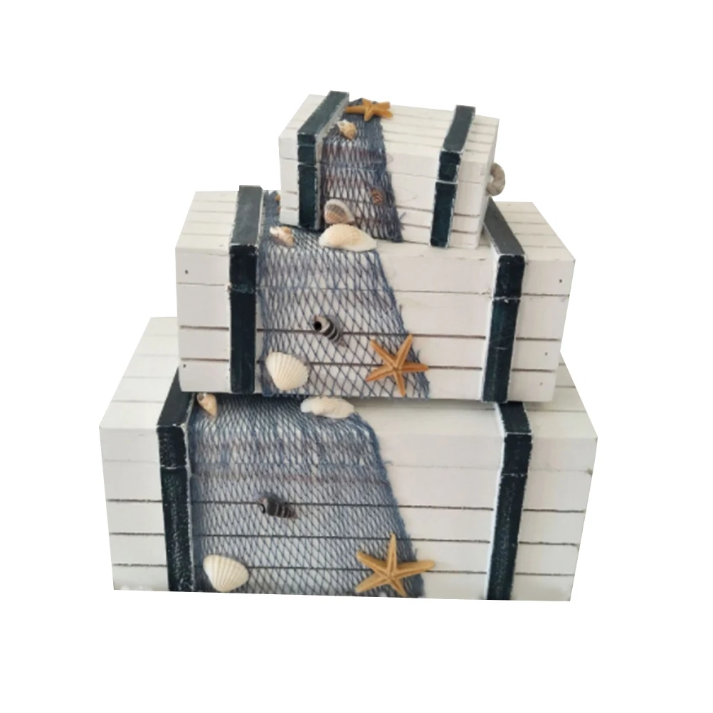 

3 Pcs Storage Box Makeup Tool Holder Desk Organizer Mediterranean Wooden Holder Style Sturdy Lightweight Portable
