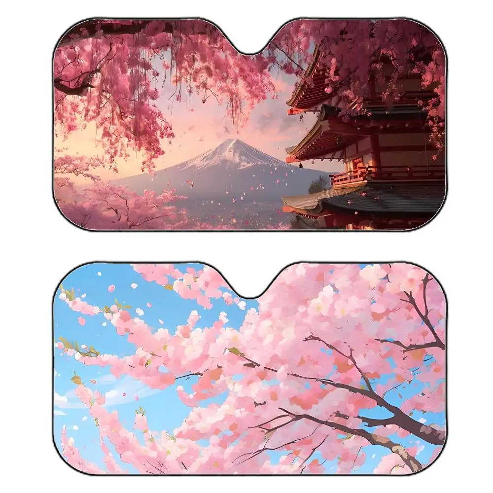 

Delicate Japanese Cherry Blossoms Sun Visor Reflective Car Windshield Sun Visor Anti-UV Heat Insulation Reusable Sun Shade