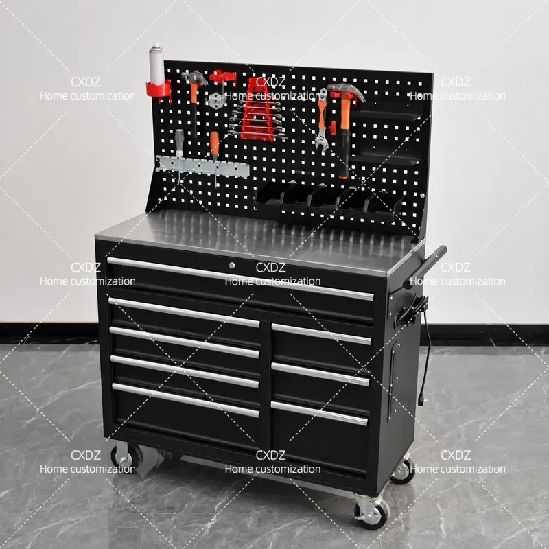 Heavy Duty Tool Box with Socket 42 Inch Mobile Workbench Multi Function Cart for Workshop Auto Repair and Maintenance