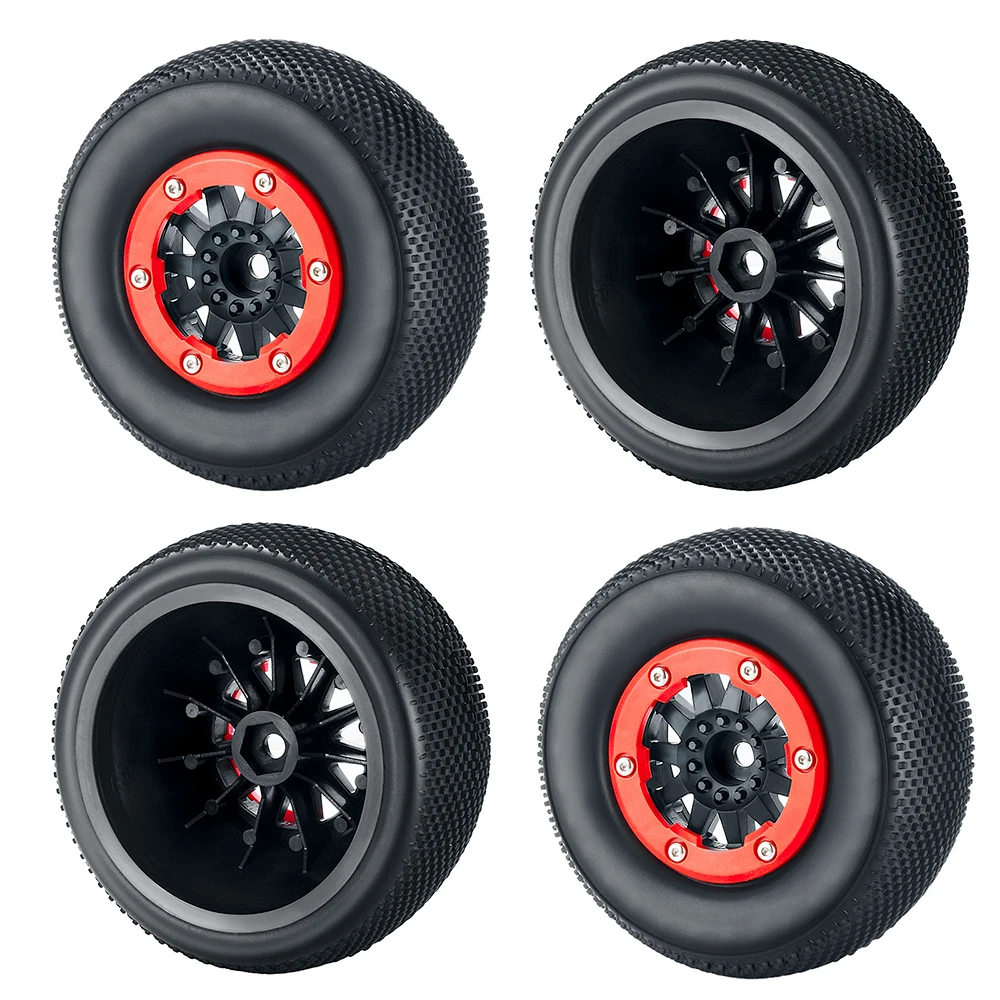 AXSPEED 4PCS Short Course Truck 107-110MM Tire & Beadlock cerchioni mozzo 12MM Hex per 1/10 SLASH VKAR 10SC HPI HSP SENTON