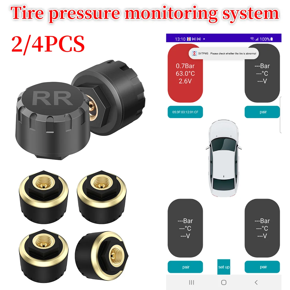 Car TPMS Tire Pressure Monitoring System Bluetooth-compatible Mobile Phone Display Auto Accessories Tyre Pressure Alarm Sensor