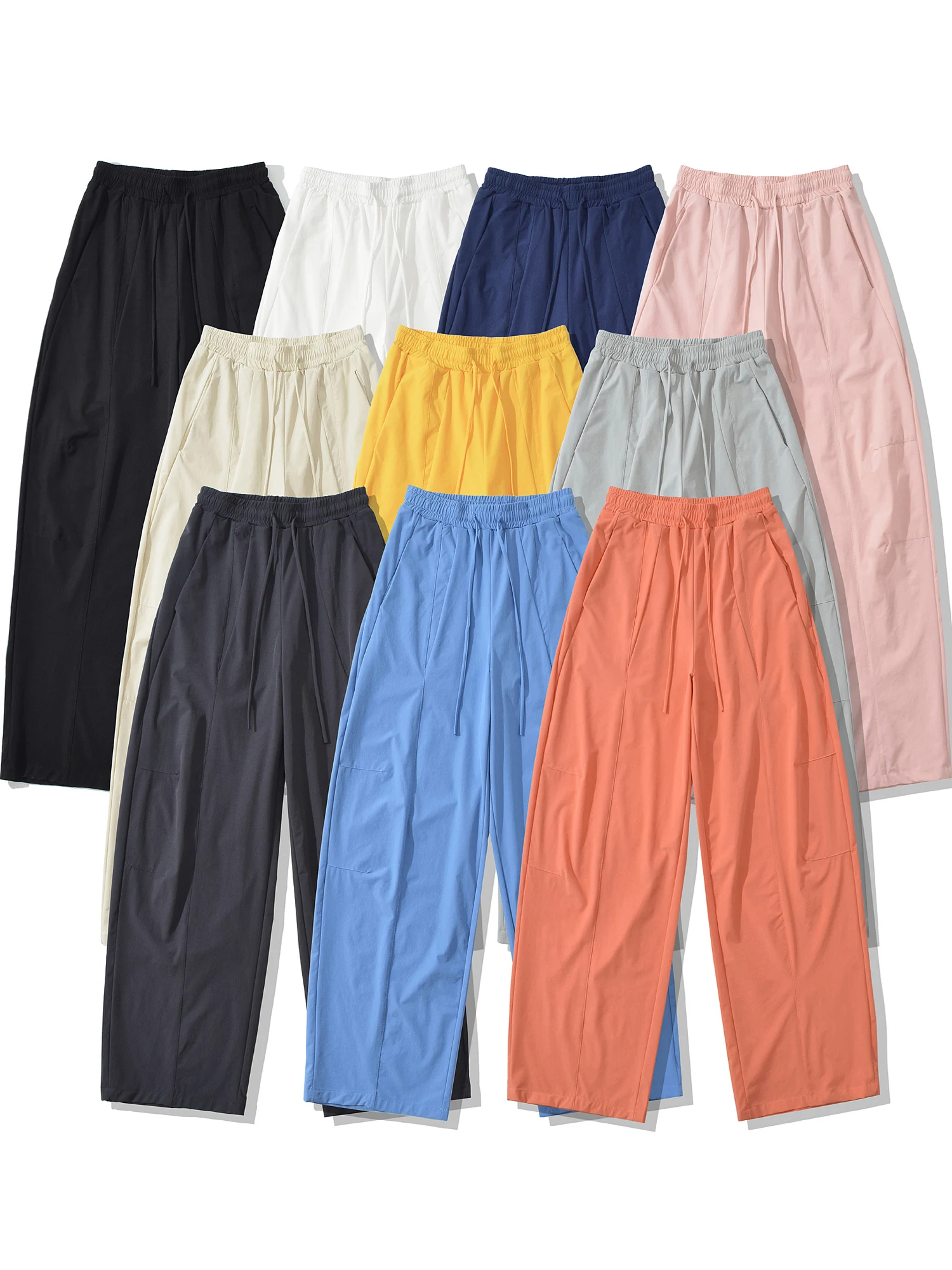 Amerikaanse Sle hoge taille wijde pijpen broek Dstring losse pasvorm casual broek ademend luie vloerlengte gordijnbroek