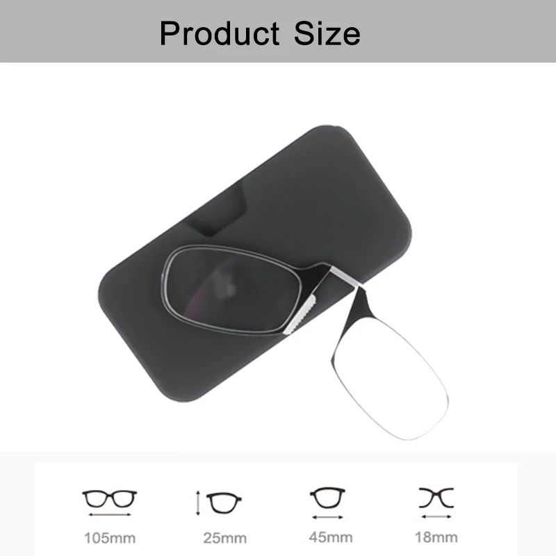 Nasenklammer, tragbare Lesebrille, randlos, ultradünn, intelligente Brille, lässige Vergrößerung mit Box 1,0 bis 3,0 – Detail 10