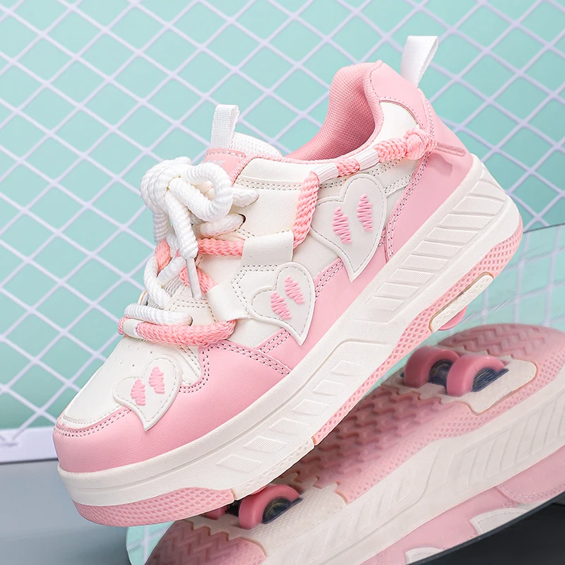 

Children's Sports Roller Skates Shoes Boys and Girls Comfortable Quad Wheel Skates Runaway Shoes Dual-purpose Skating Shoes