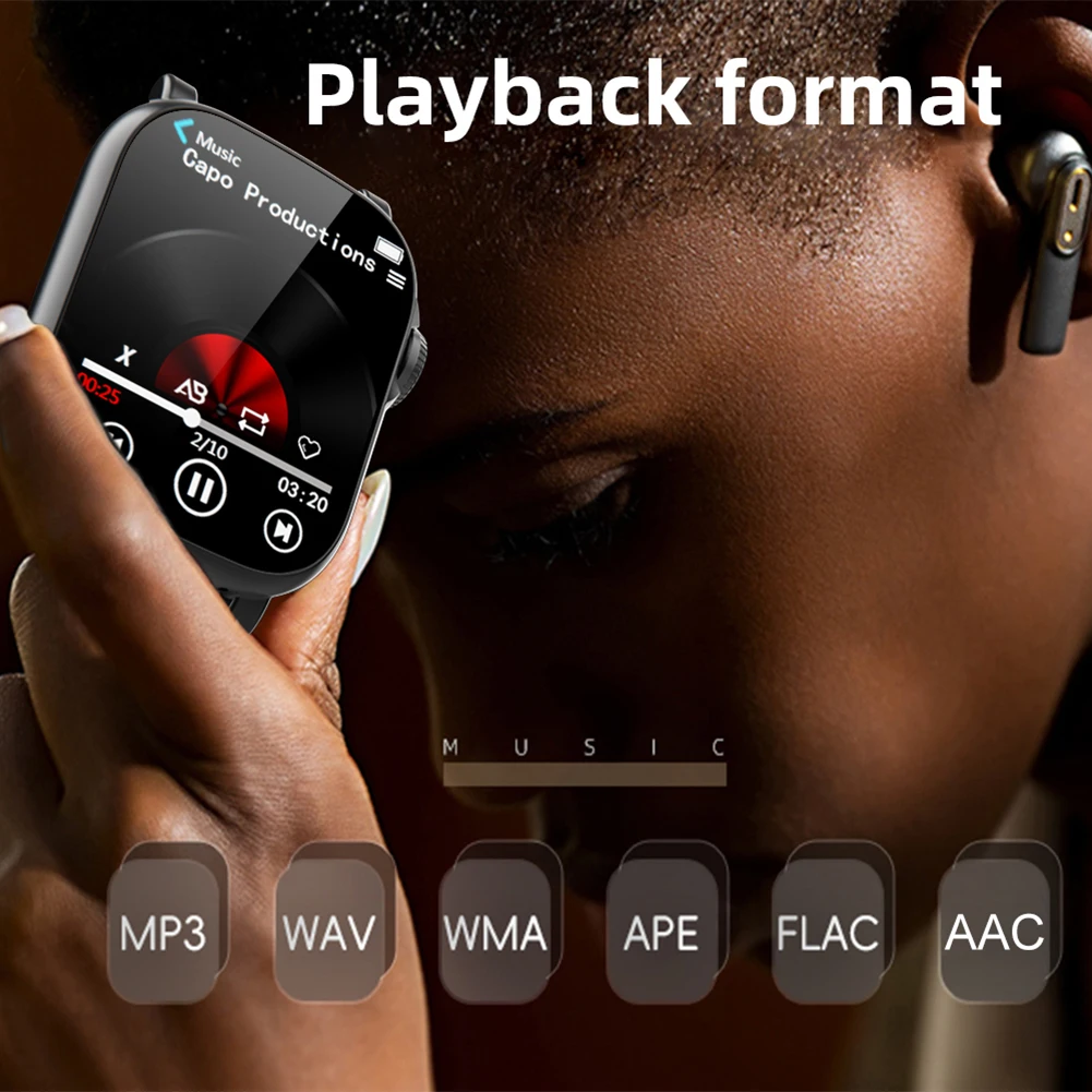 

MP3-плеер-часы с Bluetooth 5.4, сенсорным экраном, портативный плеер со встроенным динамиком и диктофоном для спорта, бега и тренажерного зала