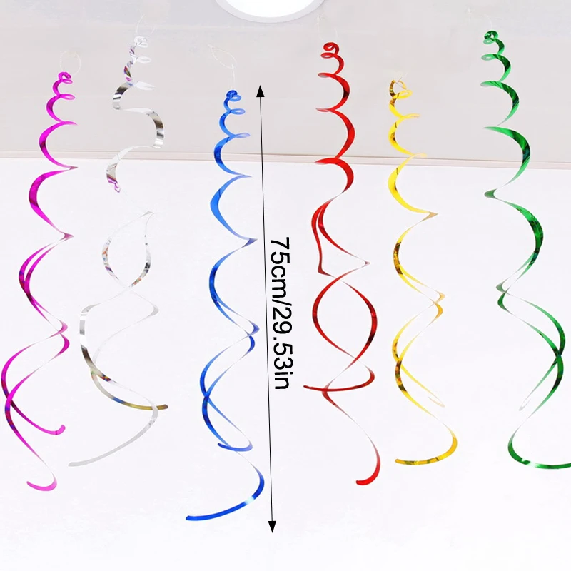6pcs Spiral Pendant Dangling Swirls Metallic Ceiling Hanging Streamers Ornament Christmas Wedding Birthday Balloons Decorations image 6
