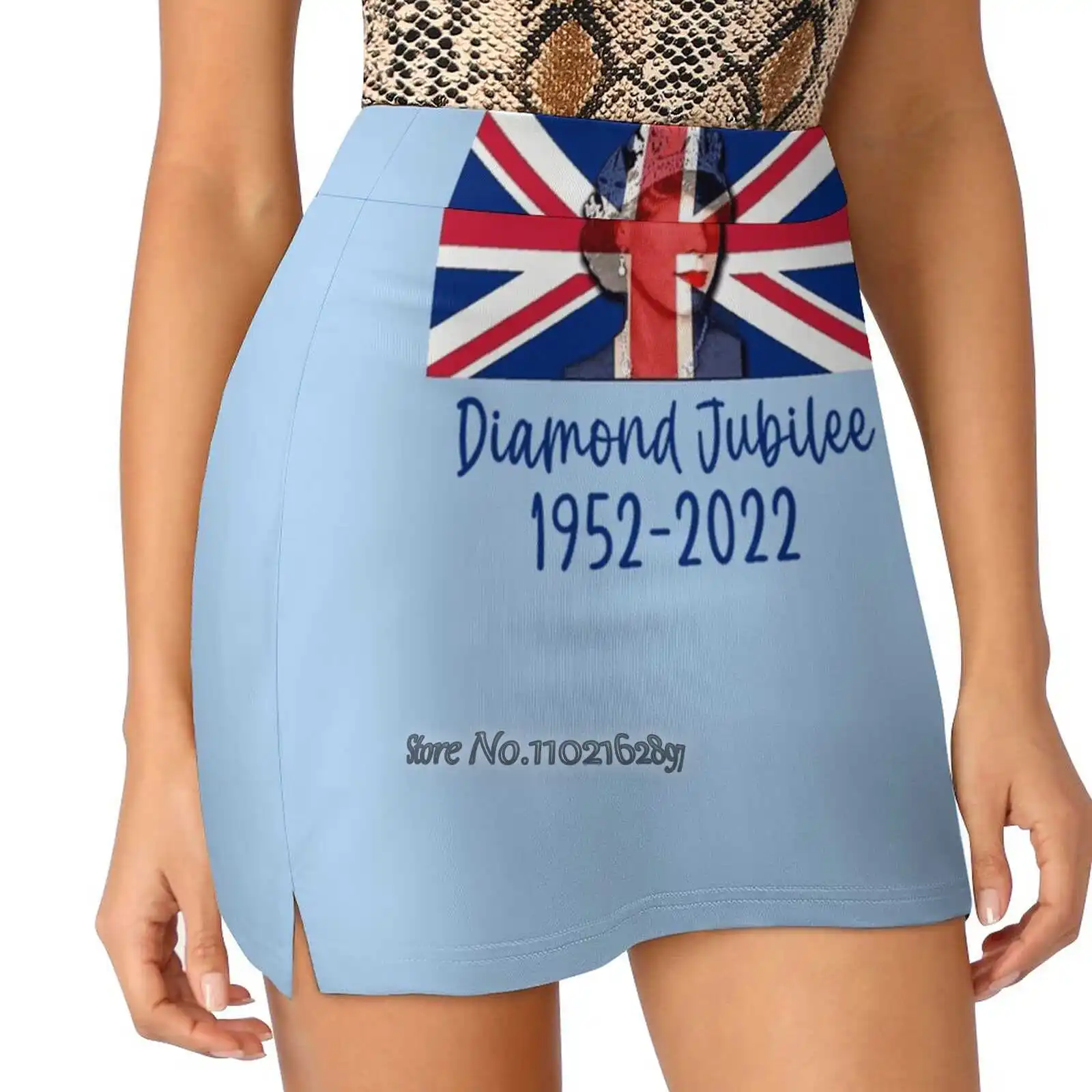 Rainha elizabeth ii platinum jubileu 70 anos com jack trending moda saia verão impresso feminino saias esportivas dupla camada