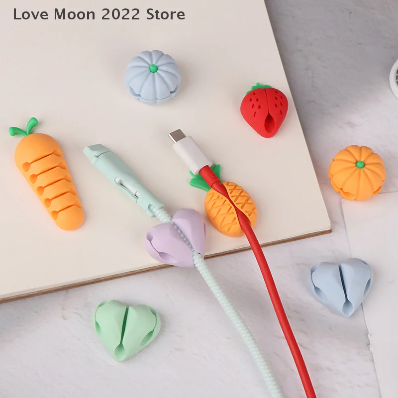 2/4Pcs Cute Love Pineapple Cable Winder Cable Organizer Adhesive Cord Holder Multipurpose Wire Management Clips For Desk Wall
