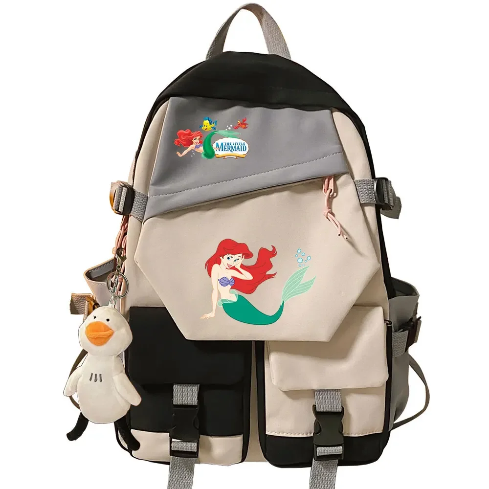 Ariel princess The Litter Mermaid Kawaii Girls Kids School Book Bags Teenagers Women Patchwork Bagpack Student Backpack