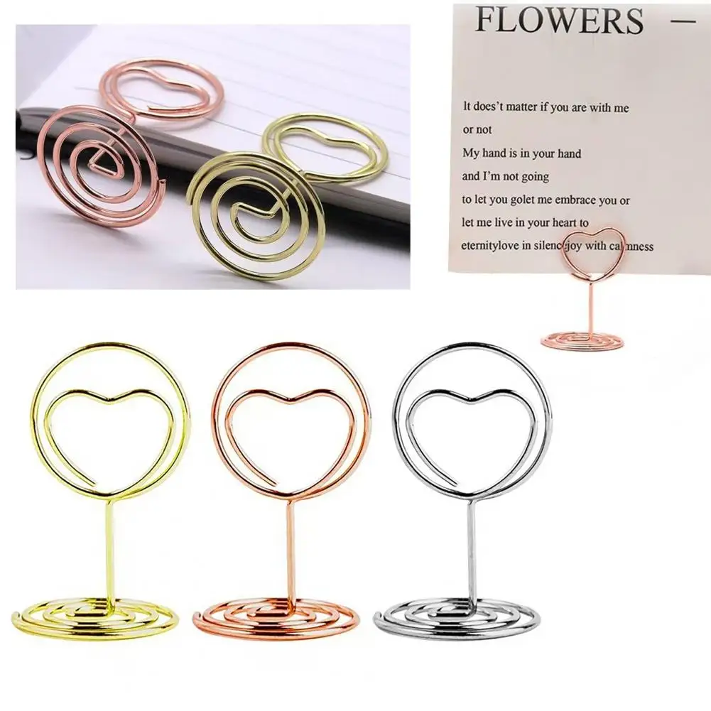 Soporte para números duradero, 10 Uds., soportes para números de mesa con forma de corazón de amor, Clips para fotos y tarjetas, soportes para tarjetas de notas y notas para aniversario de boda