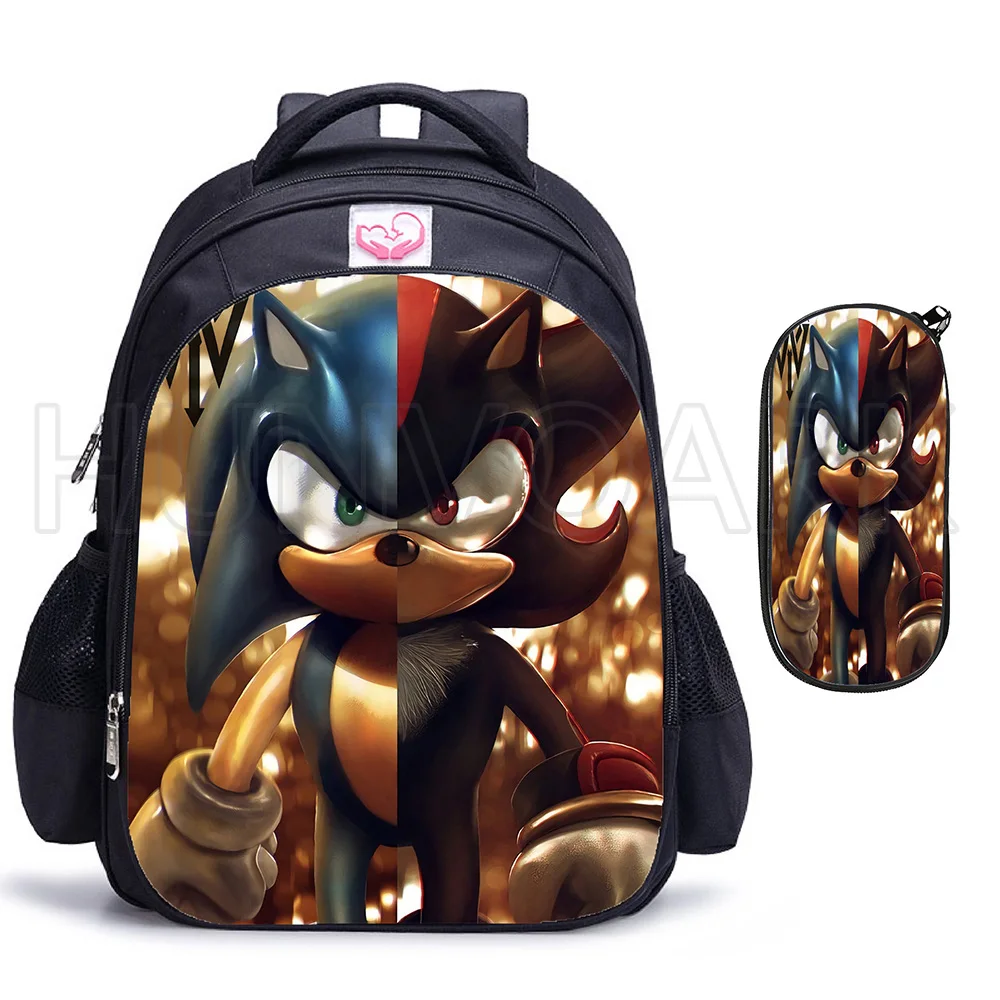 Sonic Racing School Bags para crianças, mochilas ortopédicas dos desenhos animados, presente de aniversário para meninos e meninas, sacos escolares