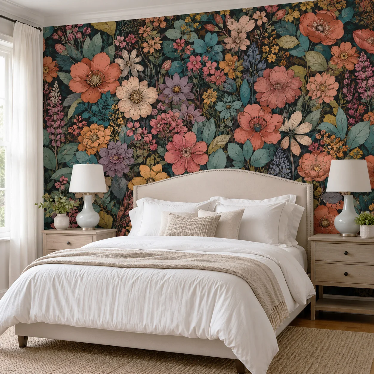 Custom Vintage Floral Wallpaper Mural Dark Botanical Garden Living Room Wall Decor Non Self Adhesive Requires Glue