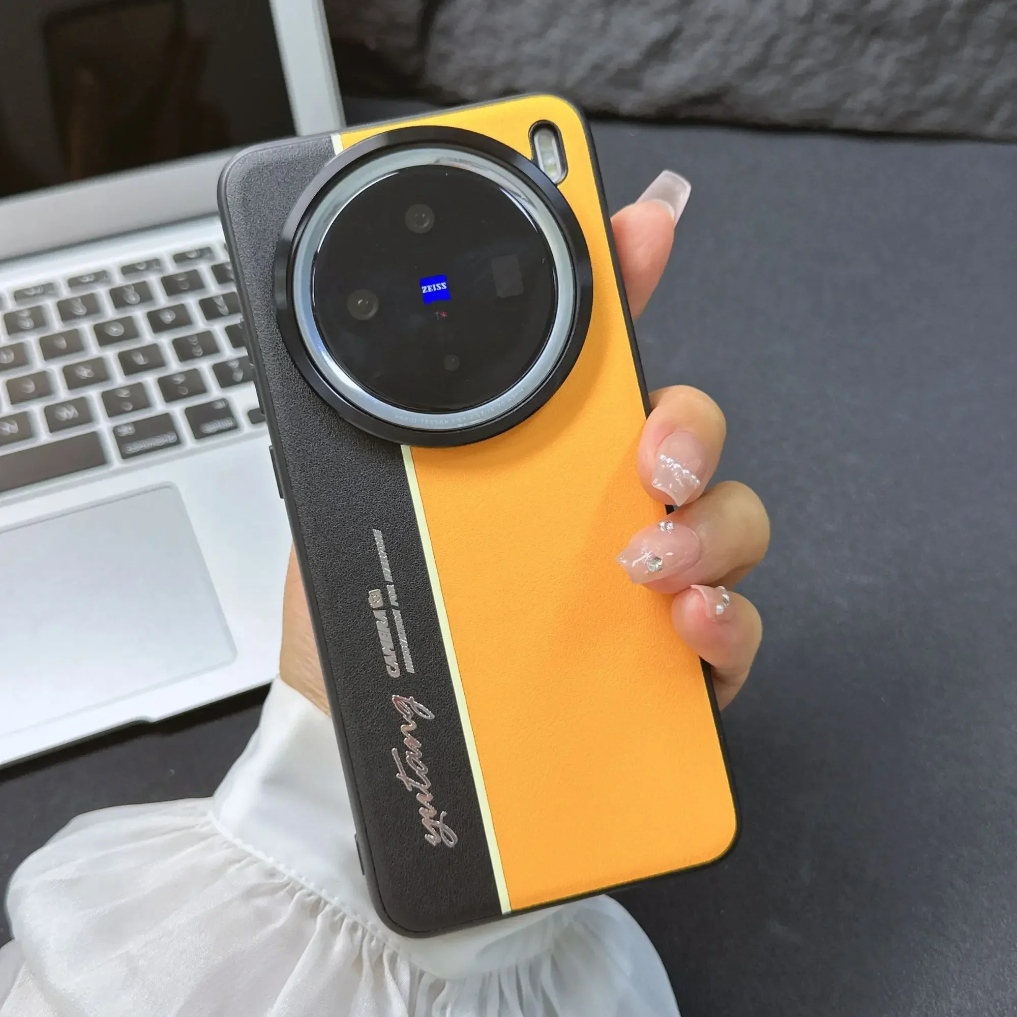 

Case For Vivo X200 Ultra X200 Pro Mini Case Luxury Leather Colorblock Fluorescent Line Cover For X200S Shockproof Camera Style