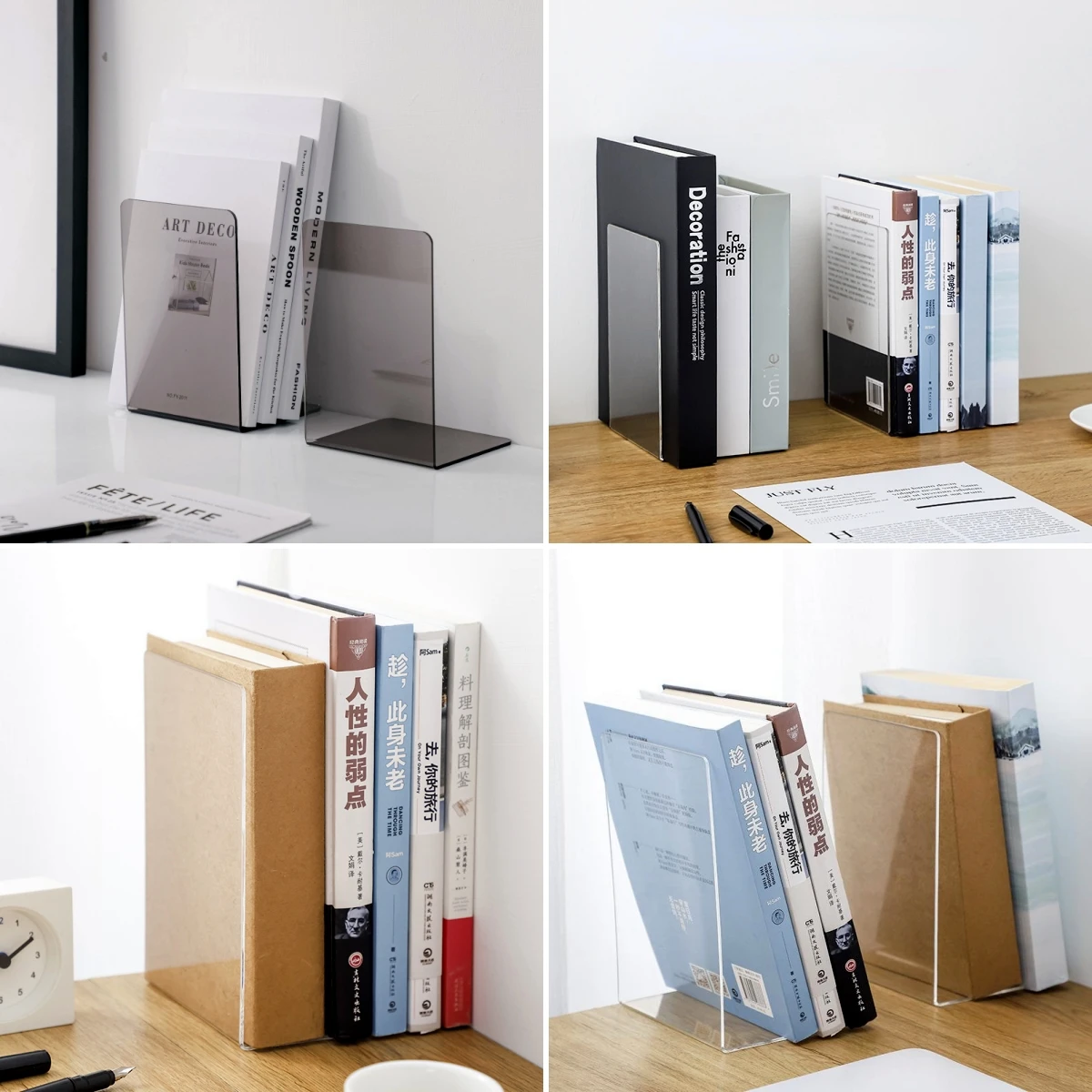 1 adet şeffaf akrilik Bookends standı okuma kitaplık masaüstü dekoratif depolama raf Bookend kitap tutucu okul kırtasiye