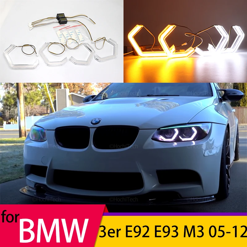 

Car-styling Dual color White Yellow LED Halo Rings M4 Style Light For BMW 3 series E92 E93 M3 2005-2012 LED Angel Eyes Kit Lamps