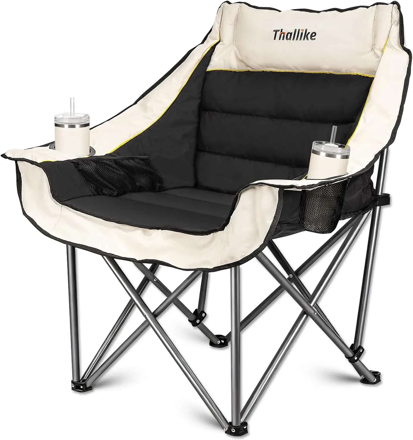 

Oversized Folding Camp Chair with Cup Holders, Storage Pockets & Carry Bag – Supports 400lbs for Outdoor Activities