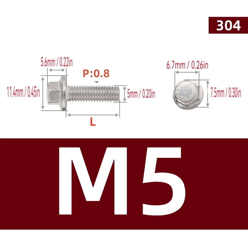 5-10 قطعة 304 سداسية من الفولاذ المقاوم للصدأ شفة البراغي M5 M6 M8/5 مللي متر 6 مللي متر 8 مللي متر A2-70 DIN6921/GB5787 مع مسامير غطاء رأس سداسي للغسالة المسننة #2
