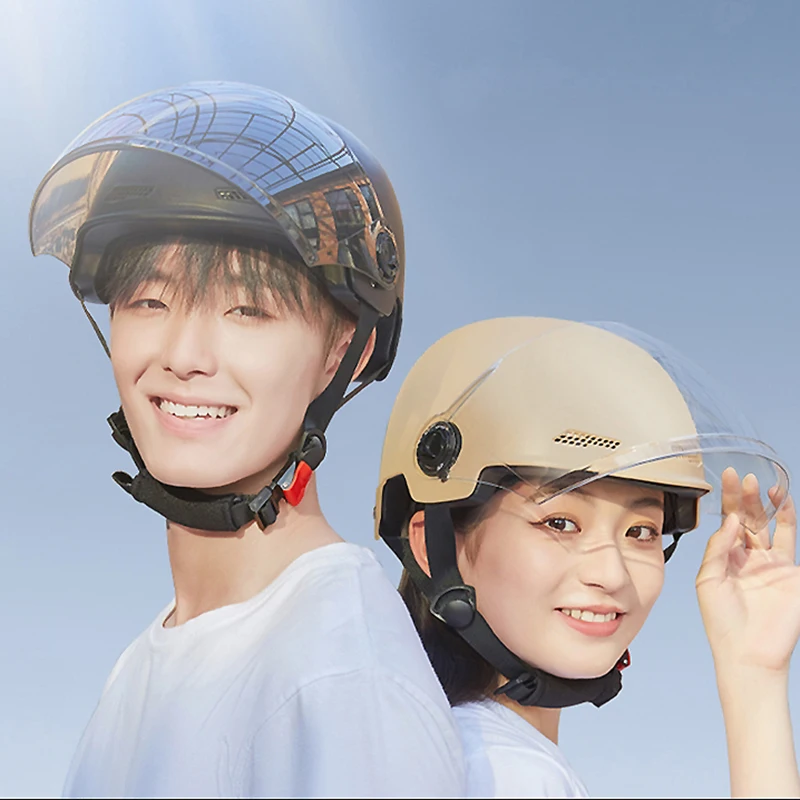 

Summer Motorcycle E-Bike Helmet with Tinted Visor & Adjustable Headband - Lightweight Ventilated Design
