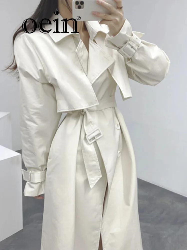 

[oein] Size Updated Korean Chic Autumn New Style British Style Fashionable Loose Jacket Trench Coat