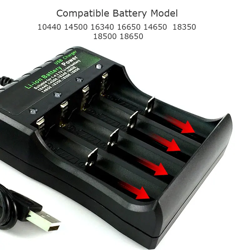 18650 Battery Charger Black 1 2 4 Slots AC 110V 220V Dual For 18650 Charging 3.7V Rechargeable Lithium Battery Charger