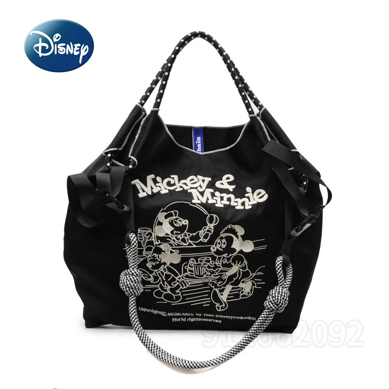 Nuevo bolso de hombro de Mickey de Disney para mujer, bolso de hombro tipo bandolera bordado de gran capacidad a la moda, bolso de mujer de dibujos animados