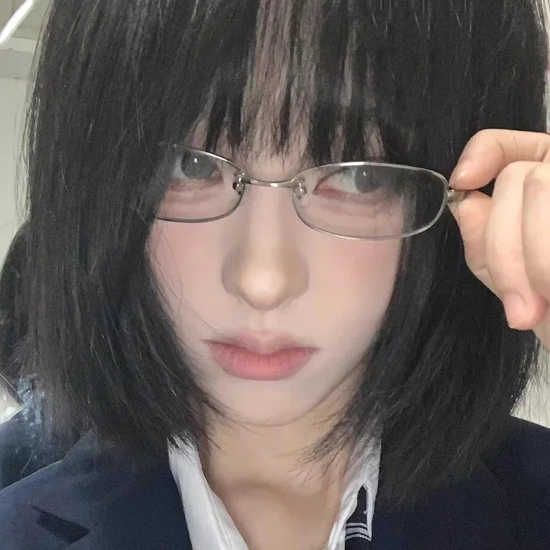 Y2K Harajuku Retro Small Square Frame Glasses for Women Metal Eyeglasses Clear Reading Spectacle Blue Light Blocking Eyewear