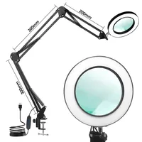 3 Section Extra-long swing Magnifying Glass Lamp with 3Color Adjust LED Lights Reading Table Lamp for Welding Repair Close Work