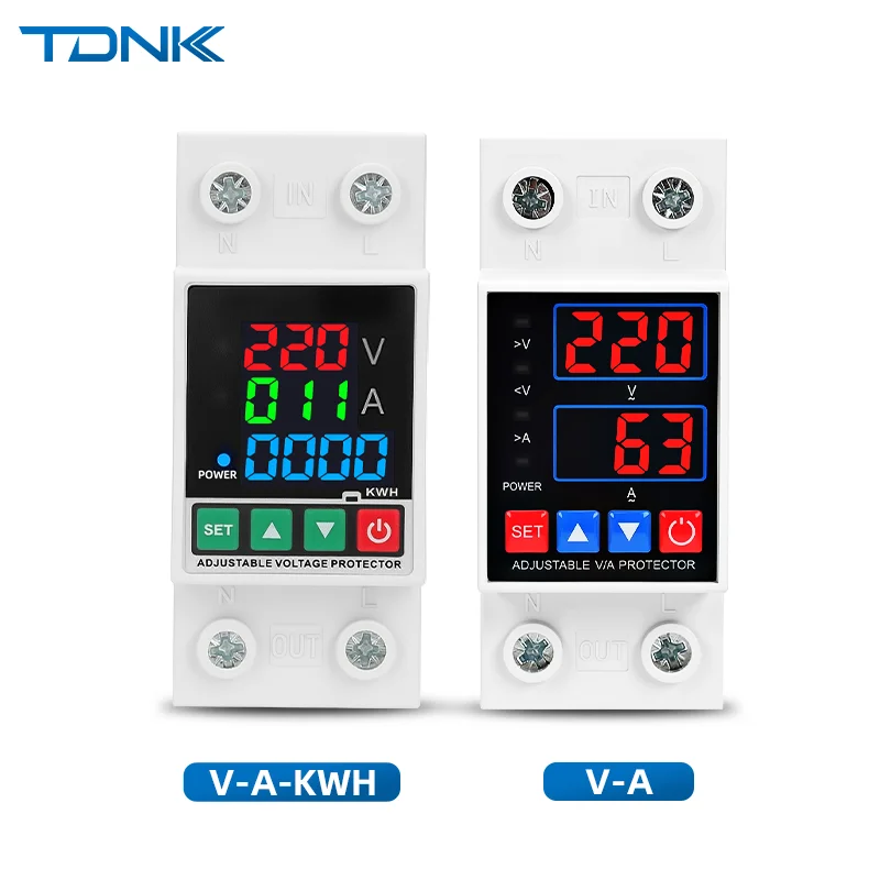 40A 63A 230V Din Rail Adjustable Over Voltage And Under Voltage Protective Device Protector Relay With Over Current Protection