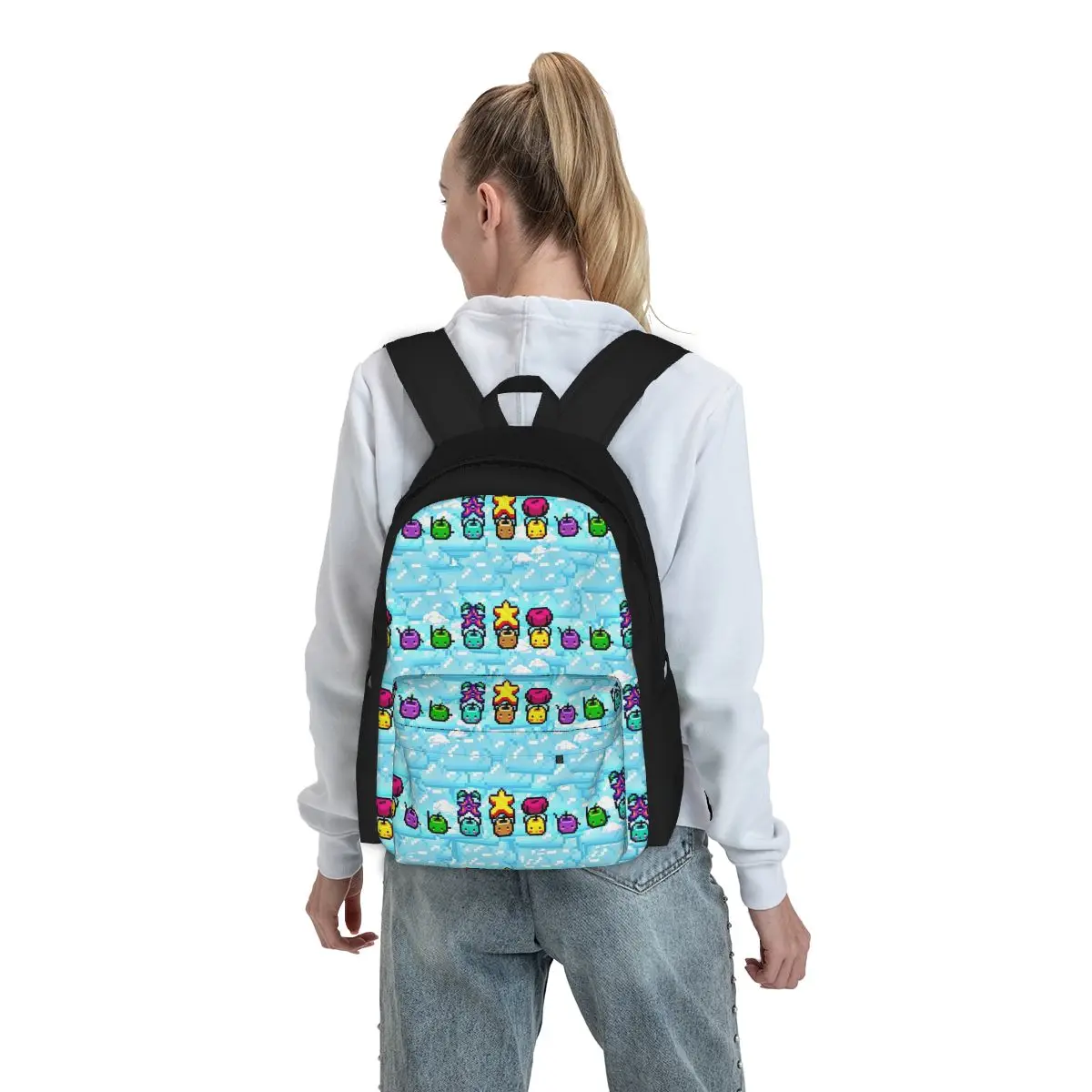 Stardew Valley Junimos Muster blaue Rucksäcke Jungen Mädchen Bücher tasche Studenten Schult aschen Kinder Rucksack Laptop Rucksack Umhängetasche