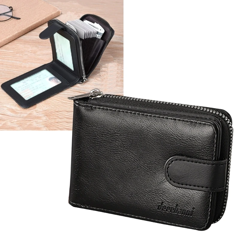 2023 New PU Leather Zipper Carte di credito Wallet Card Holder Business Gift Change Pocket for Men Coin Purse Money Bag