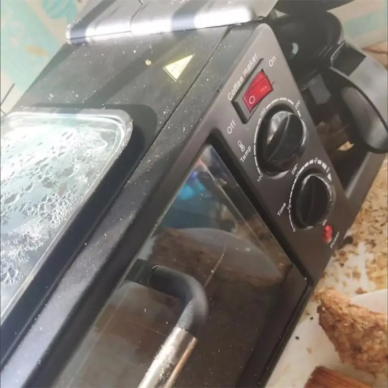 3 in 1 Breakfast Machine Versatile Toaster Oven With Timer With Coffeemaker for Bread Sausages Egg Sandwich