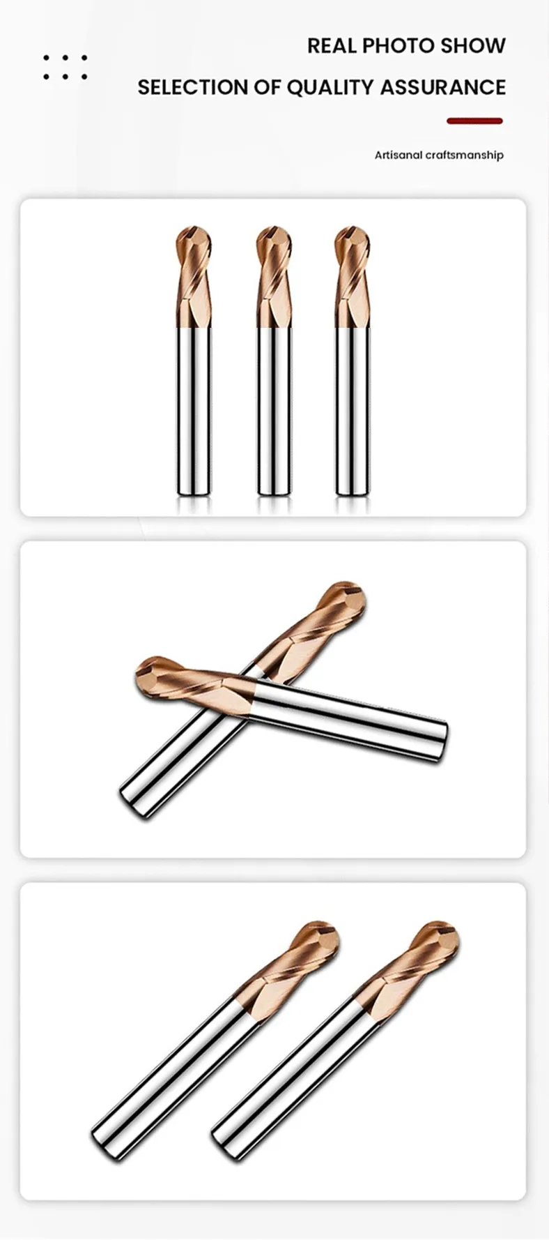 Fräser mit Legierungsbeschichtung, Wolframstahl-Werkzeug, CNC-Bearbeitung, HRC55, Kugelkopffräser, AZZKOR Top-Fräser, Maschinenfräser – Detail 15