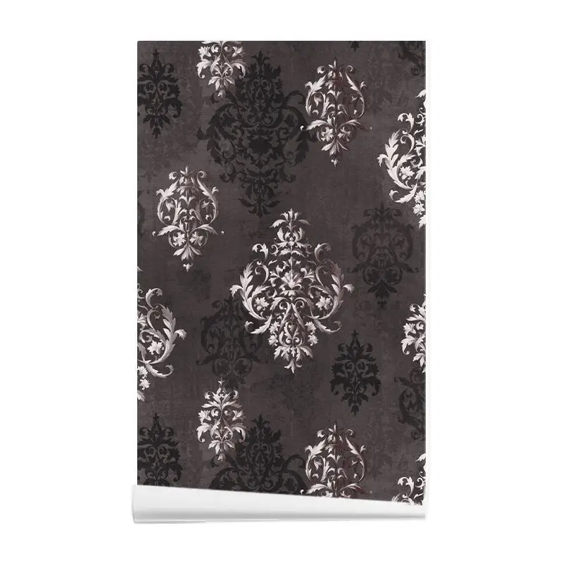 Self Adhesive Dark Damask Wallpaper Vintage Gothic Floral Peel Stick Removable Vinyl Wall Paper Mural for Bedroom Decoration