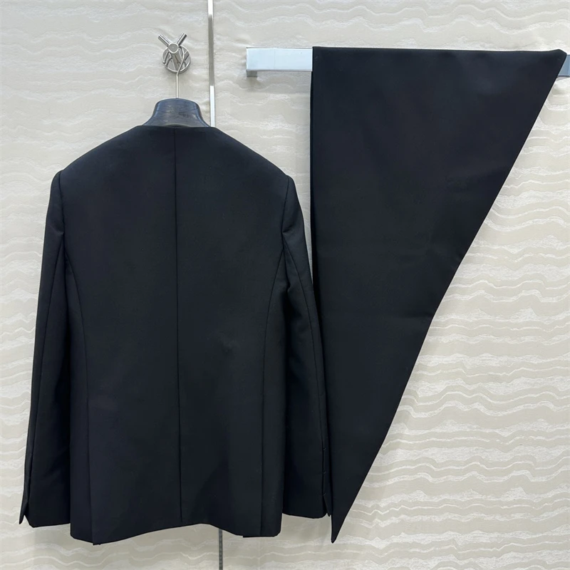 سترة نسائية جديدة لخريف 2025 وياقة وشاح بقصة ضيقة وأكمام طويلة مزيج من الصوف بدلة نسائية سترات للنساء معطف y2k