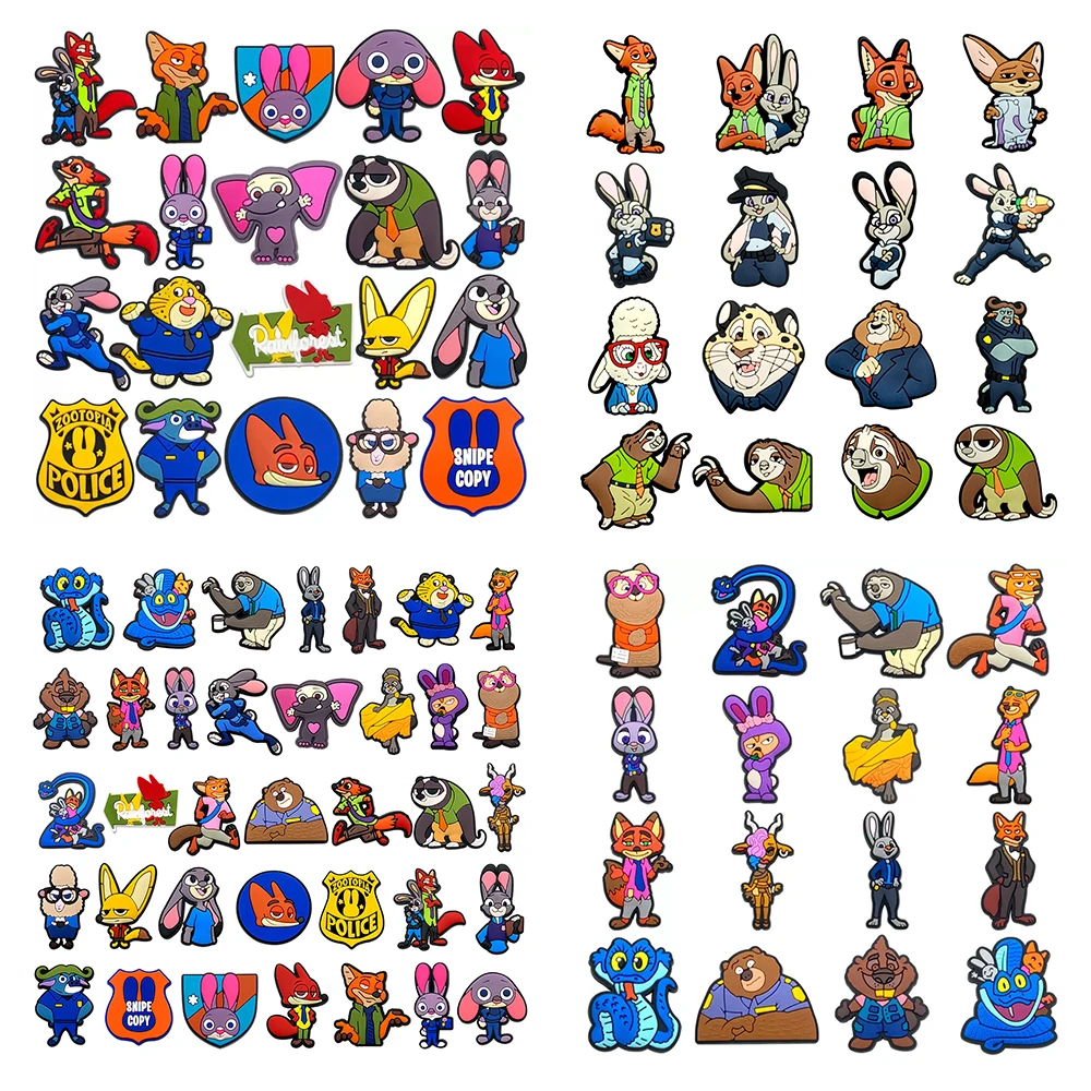 

16/20/36 шт. Декоративные шармы для обуви Disney Zootopia, аксессуары для обуви, застежки для шлепанцев, сабо, сандалий, браслетов, подарки для детей