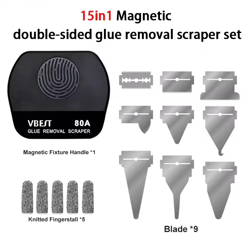 

VBST-80B 15 в 1 скребок для удаления клея, магнитный двусторонний лезвие, ручка, подвесной инструмент для резки/удаления экрана/разделителя