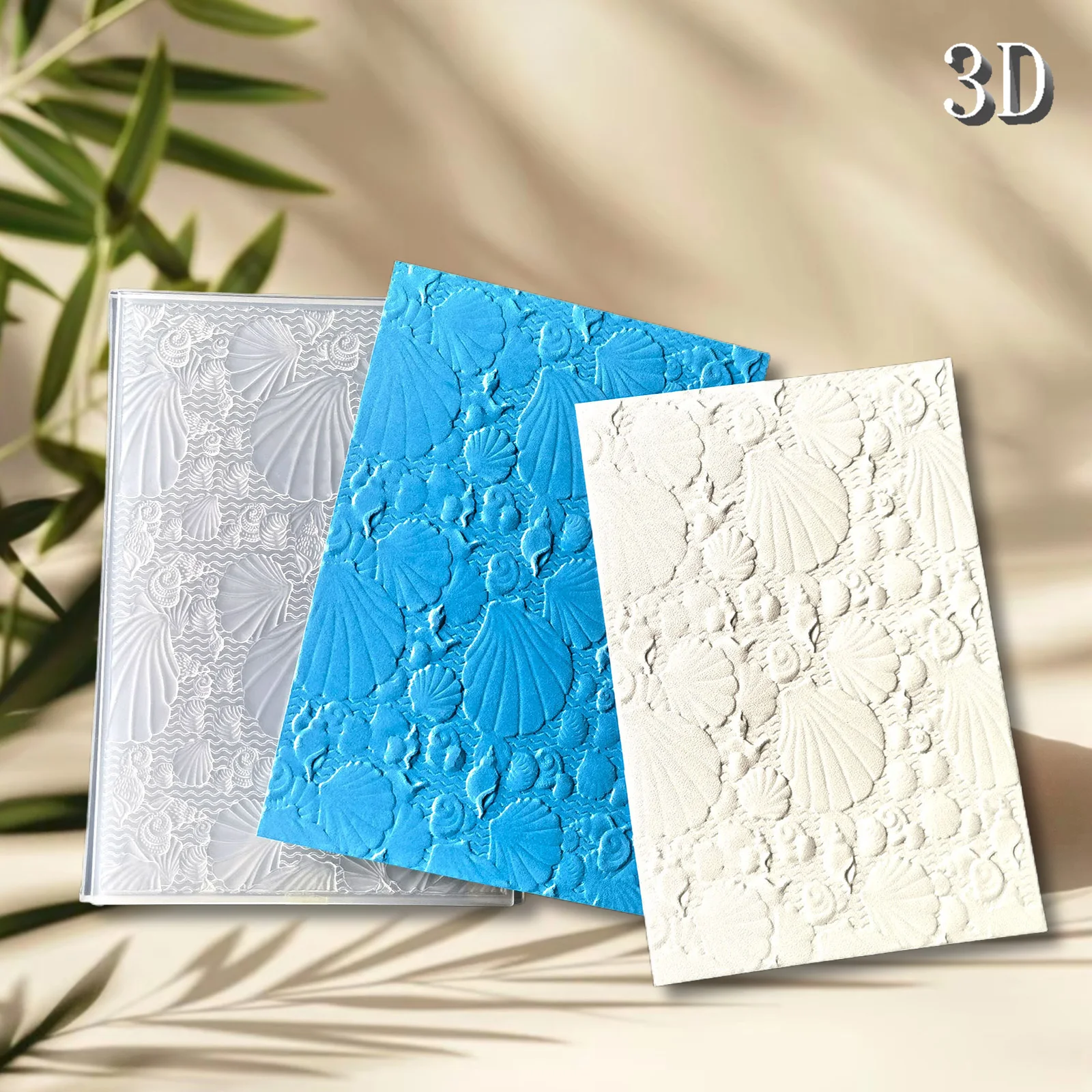 

Conch Shell 3D Embossed Folder, White Plastic DIY Scrapbook and Card Making Tool, Suitable for Decorative Crafts, Ocean Element