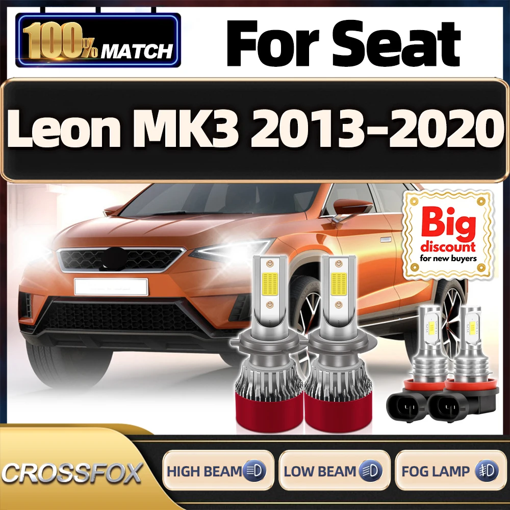 

CROSSFOX Turbo Высококачественная светодиодная лампа для фар Canbus, ампула для Seat Leon MK3 2013 2014 2015 2016 2017 2018 2019 2020