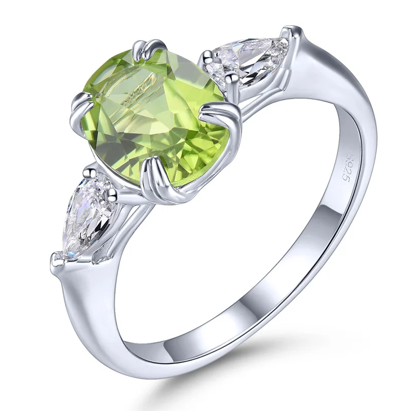 Wedding Ring Natural Peridot Ring Birthstone Ring Genuine 925 Silver Ringfor Girl Lady Women