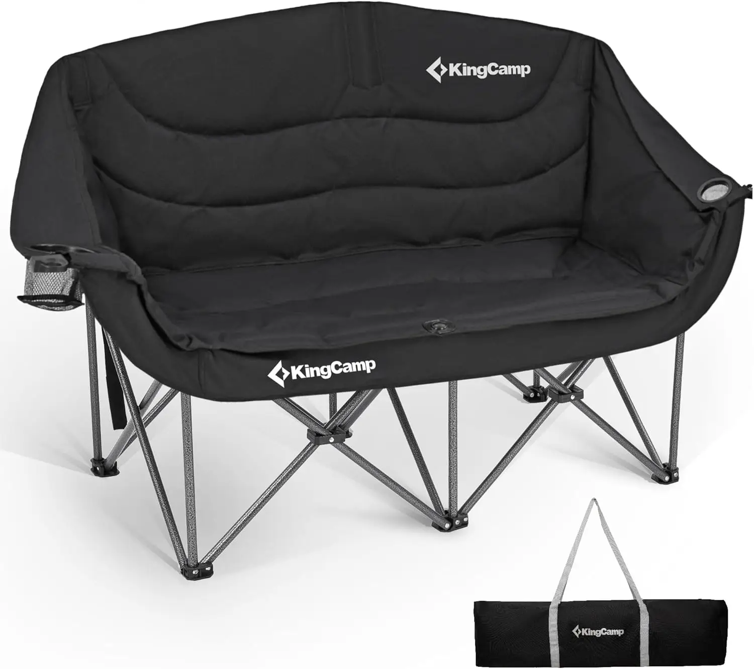 

Double Camping Chair, Oversized Heavy Duty Loveseat for Adults Portable Folding XL 2 Person Couch Padded Comfortable Two